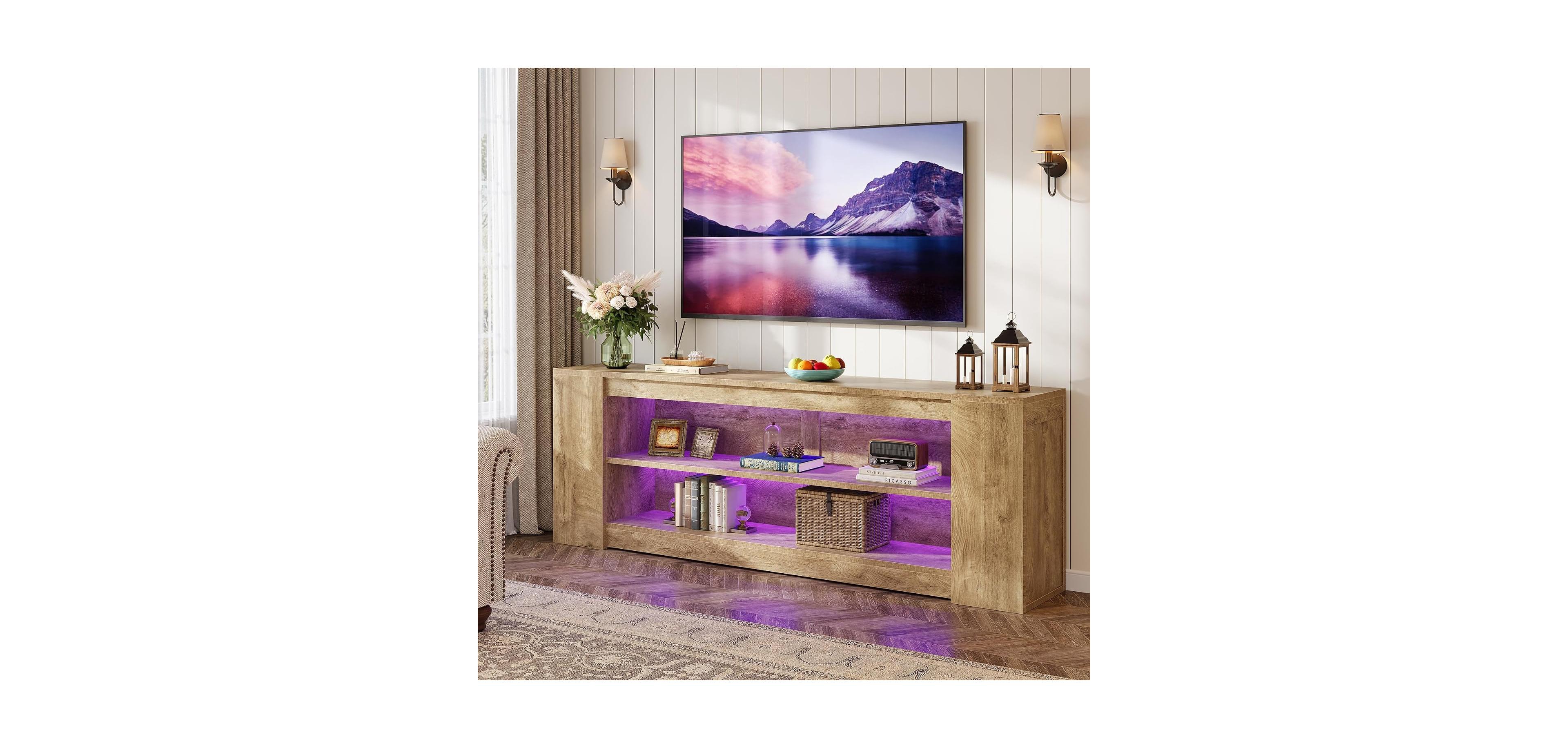 Tribesigns 78" Led Light Tv Stand for TVs up to 90 Inches, 3 Tiers