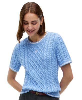 Women's Heritage Cable-Knit Short-Sleeve Sweater