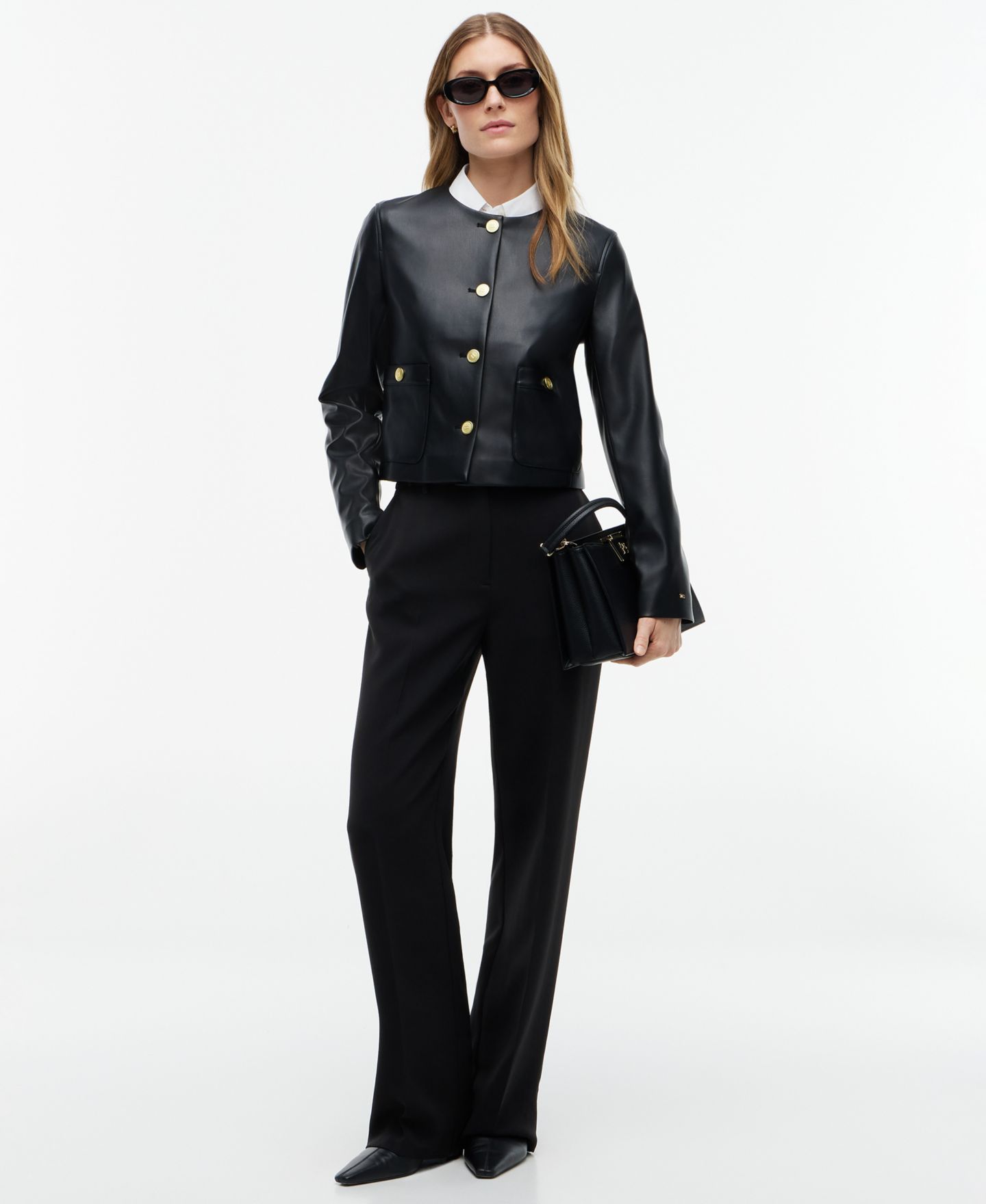 Женская куртка Tommy Hilfiger Faux Leather Long-Sleeve Jacket, цвет: Чёрный — фото 2