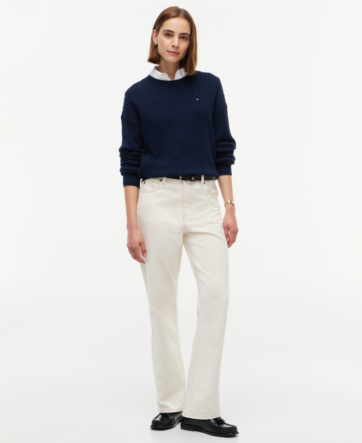 Tommy Hilfiger Women's Cable-Knit Crewneck Long-Sleeve Sweater