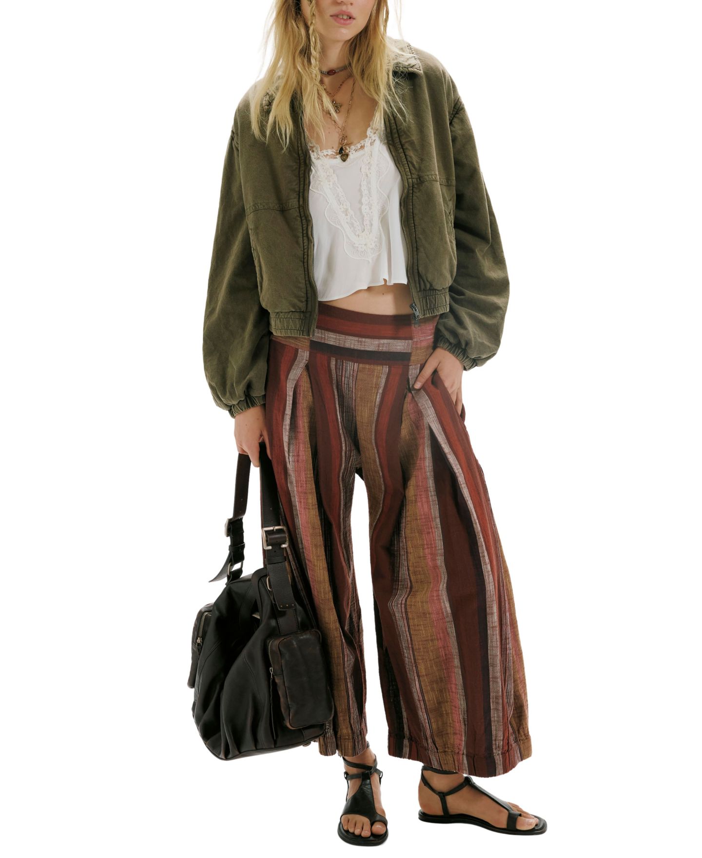 Женская куртка Free People Birdie Cropped Washed Bomber, цвет: Оливковый зелёный — фото 2