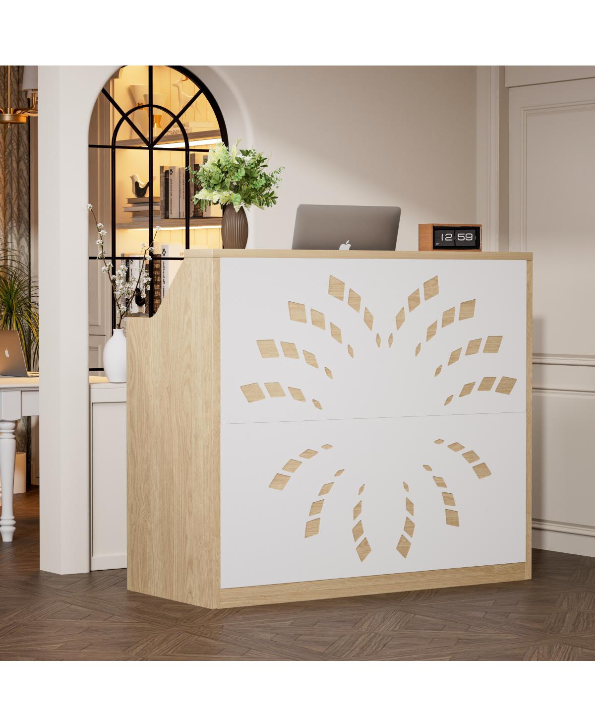 Streamdale Furniture 46.5" Modern Reception Desk with Storage Cabinet