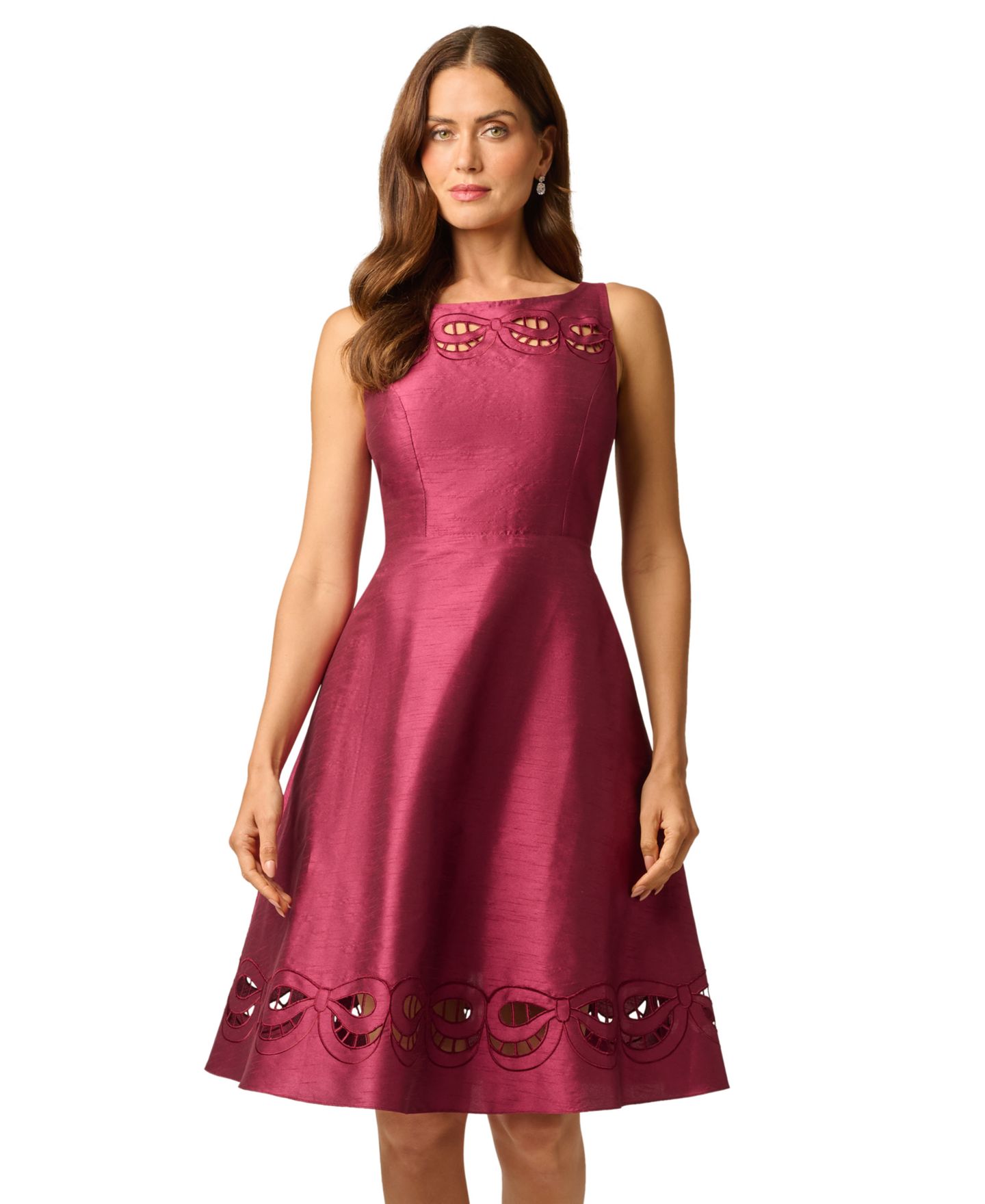 Женское платье Adrianna Papell Cutout Dupioni Midi Boat Neck, цвет: Винный — фото 3