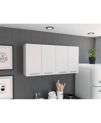 Verona Wall-Mounted Kitchen Storage Cabinet with Integrated Dish Rack and Four Doors
