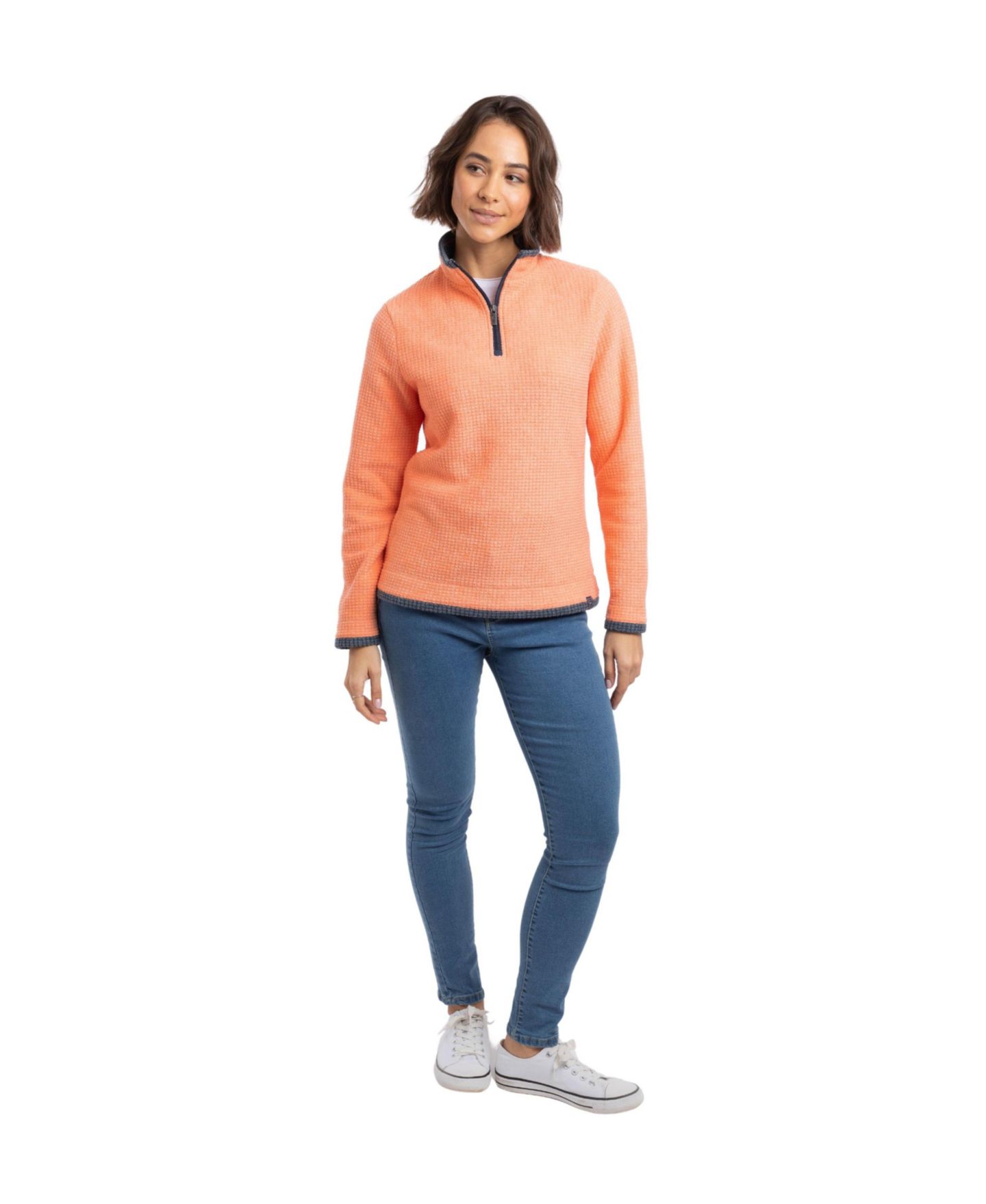 Женский свитер Weird Fish Beye Quarter Zip Grid Fleece Mock Neck Pullover, цвет: Сорбет — фото 2