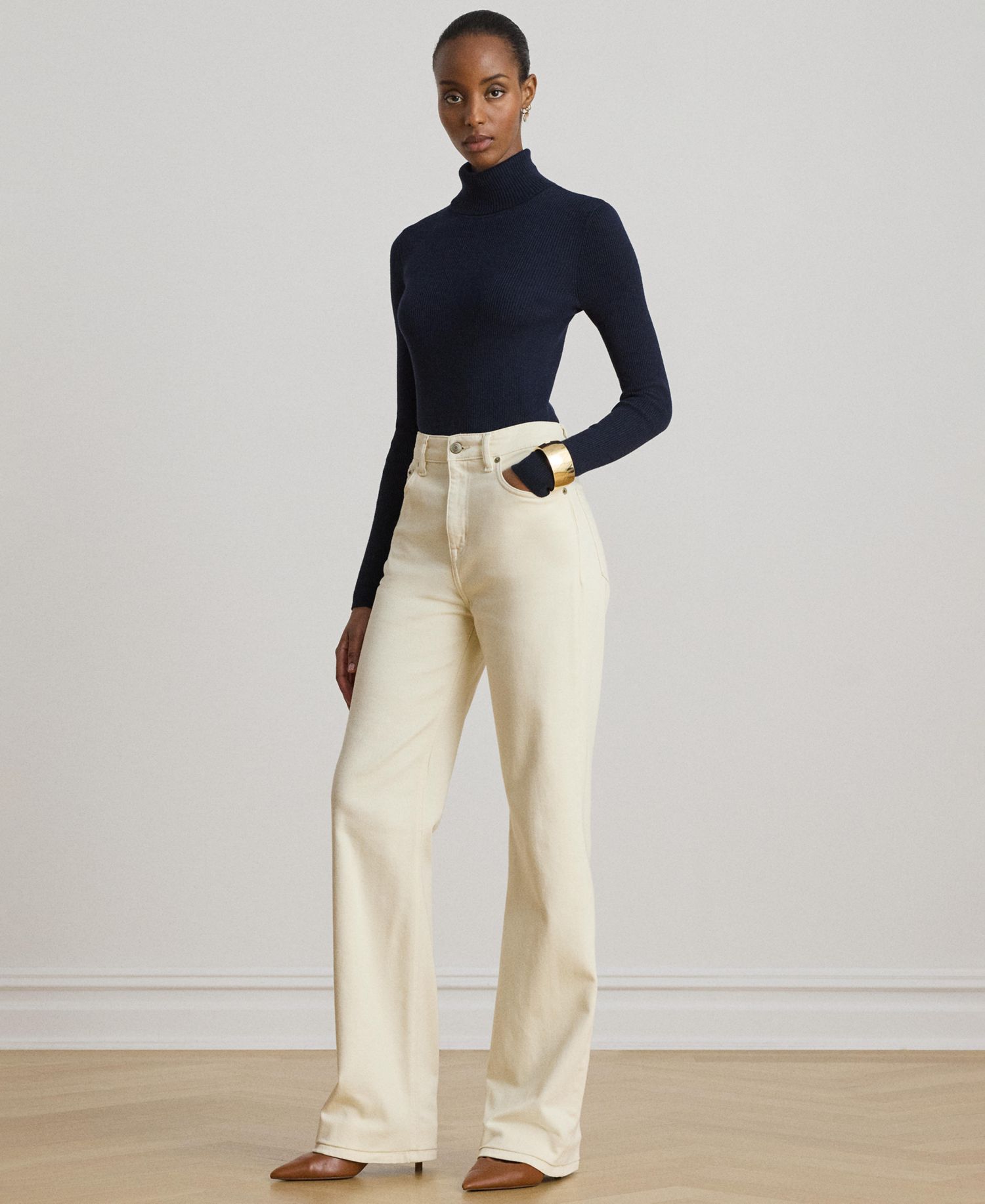 Petite Ribbed Slim-Fit Cotton-Blend Turtleneck Sweater