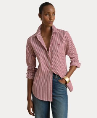 Women's Striped Long-Sleeve Button-Down Shirt