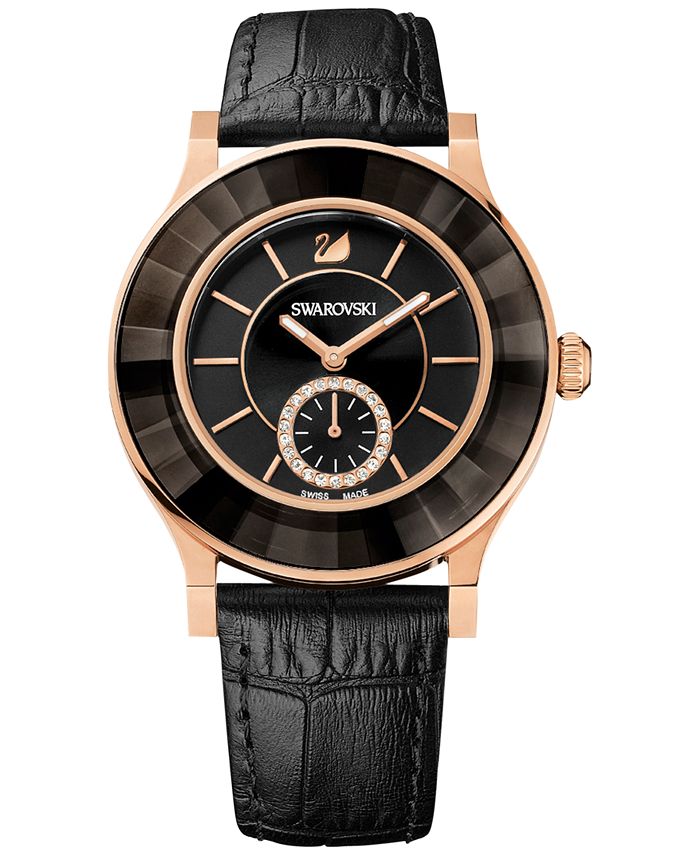 Swarovski Octea Lux Black Dial Black Leather Strap Watch for Women - 5414410