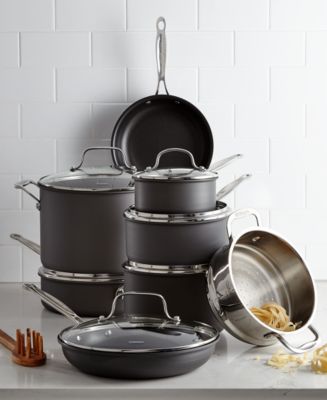 Cuisinart 3pc Saucepan Set W/Lids, 2, 3 &4Qt Black Onyx SS Brass Induction  Ready