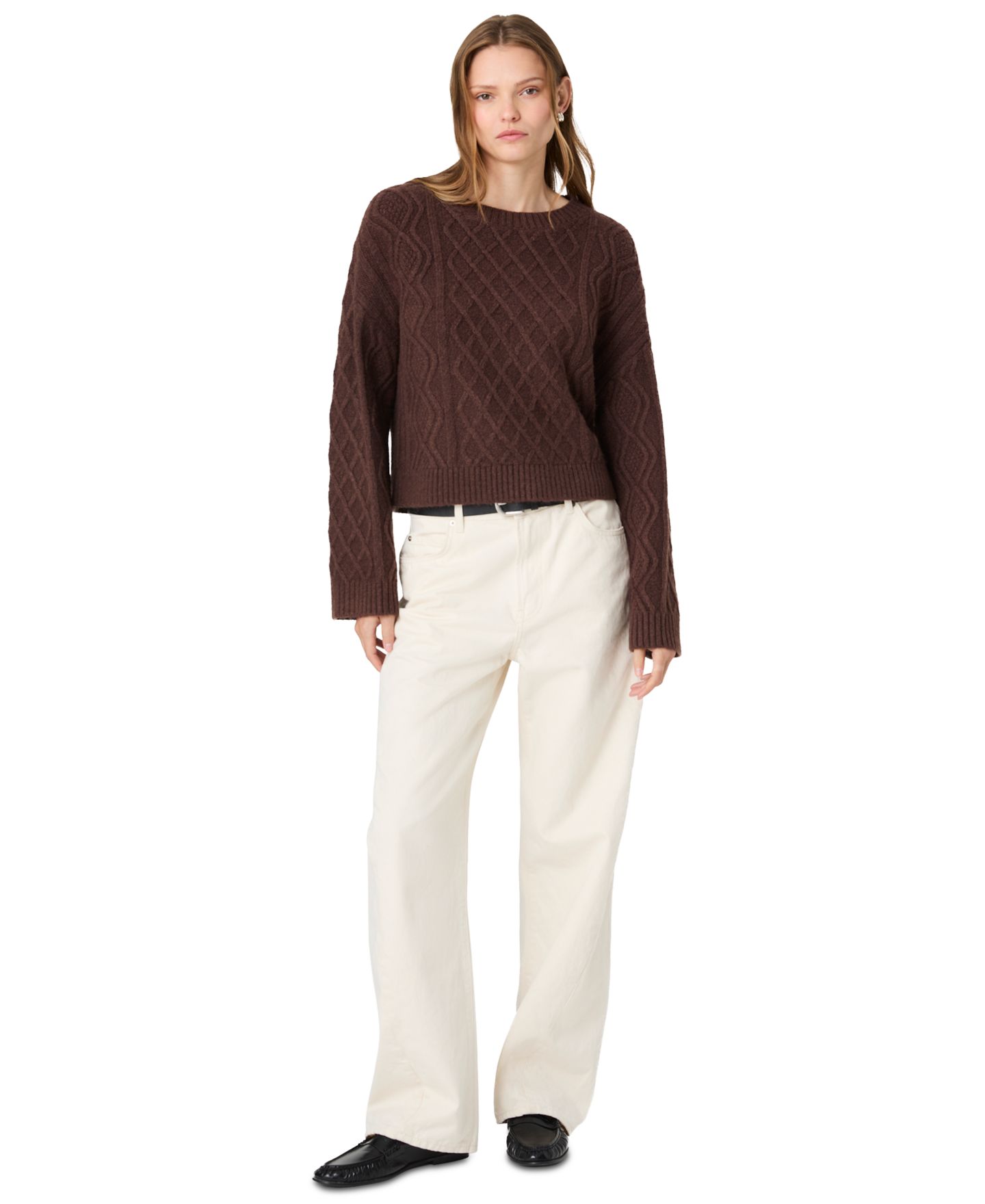 Женский свитер French Connection Wesley Cable-Knit Crewneck Pullover, цвет: Фарфоровый кремовый — фото 16