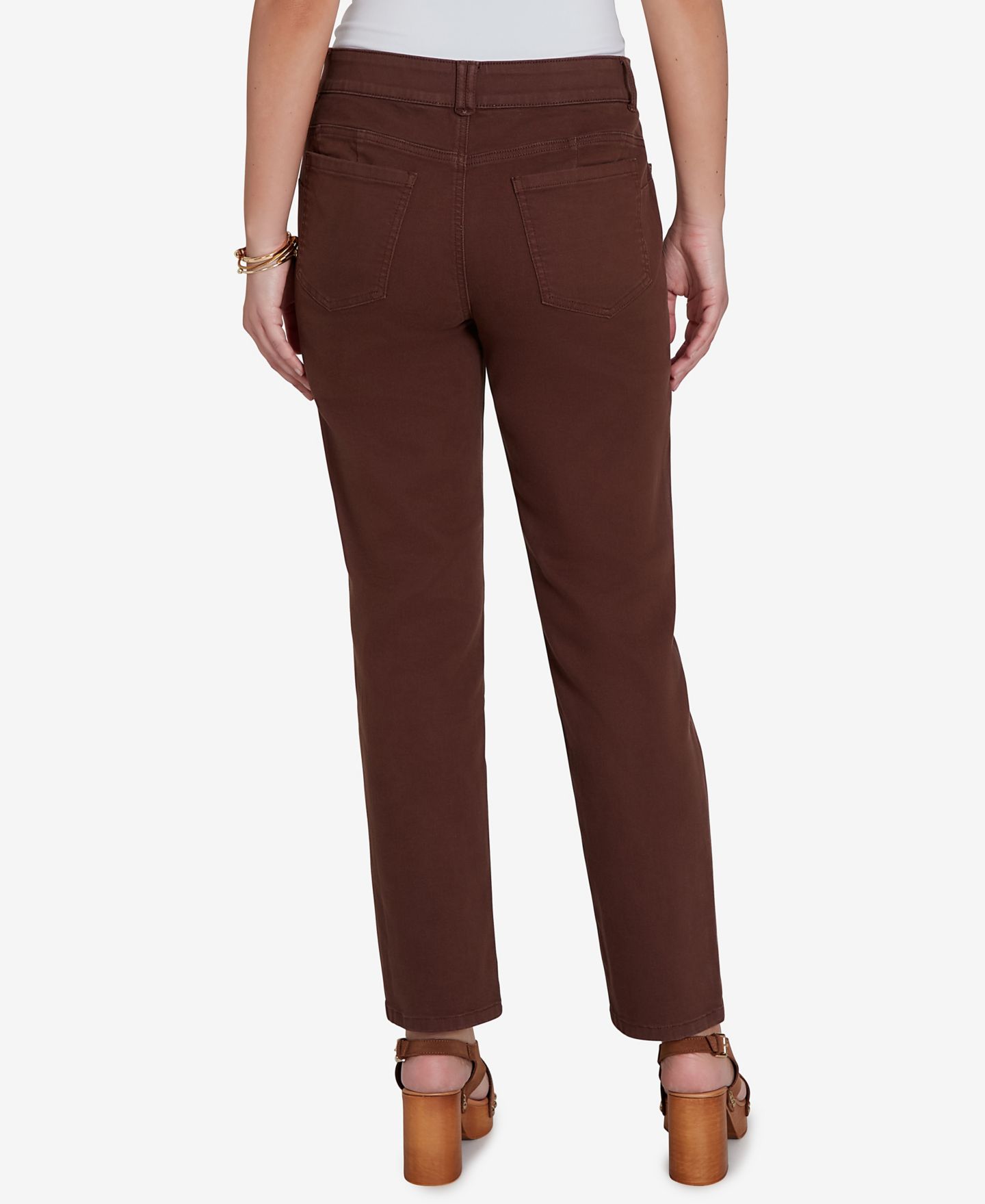 Женские джинсы Ruby Rd. Petite Colored Denim Straight, цвет: Тёмный шоколадный — фото 4
