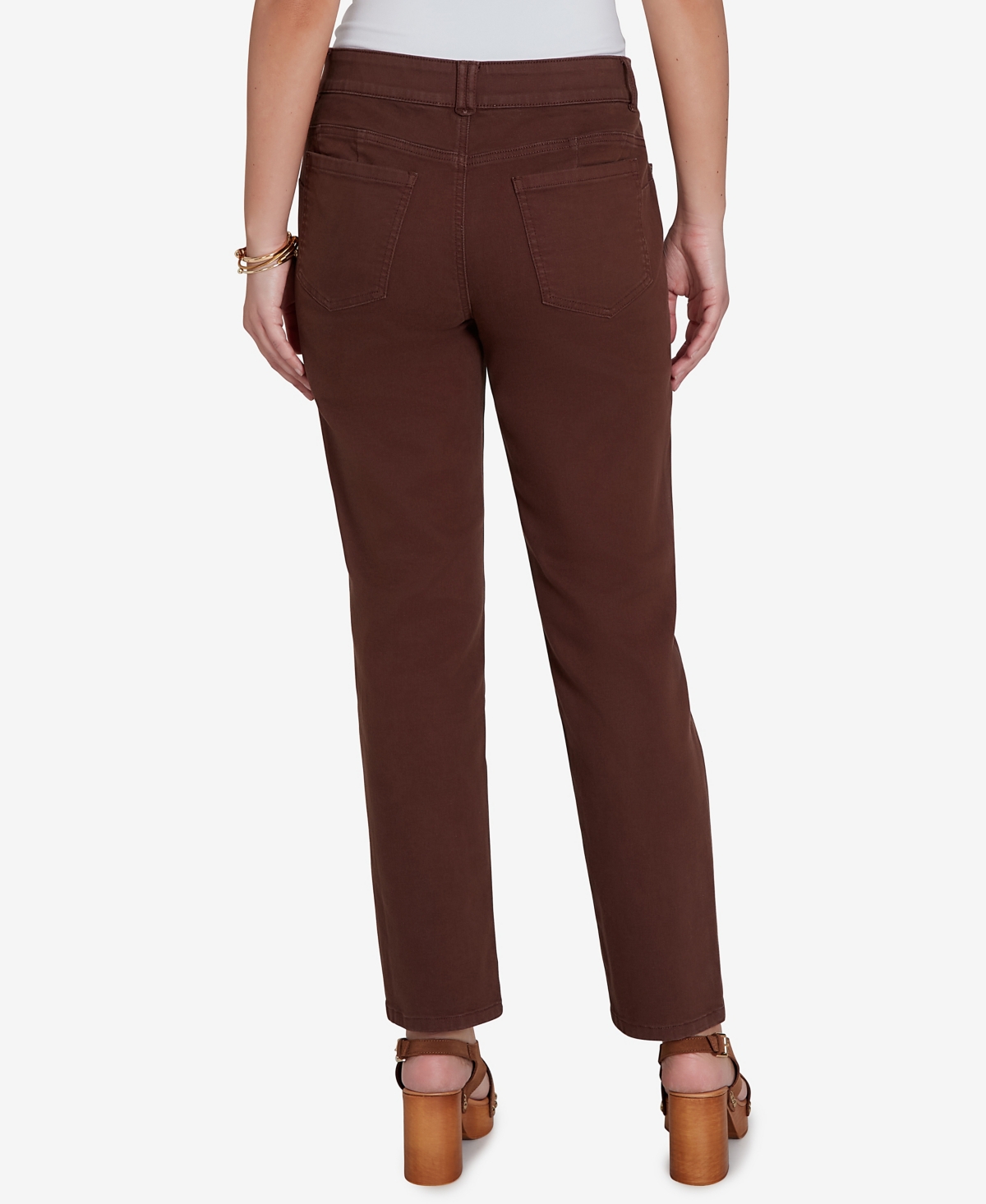 Ruby Rd. Petite Colored Denim Straight Jeans In Brown