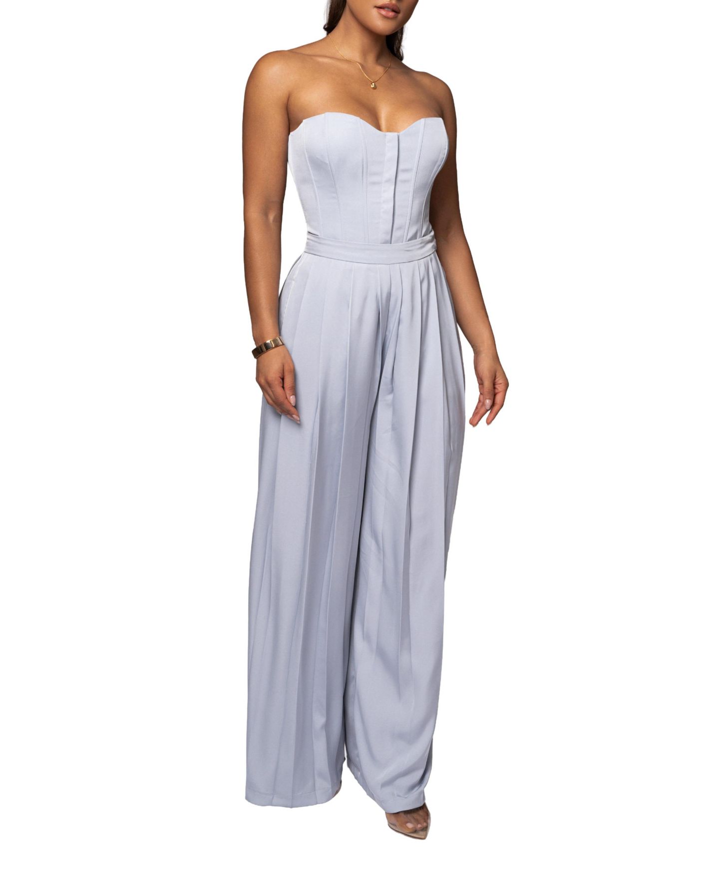 Корсет Sweetheart-Neckline, без рукавов, атлас — JLUXLABEL, цвет: Синий — фото 4