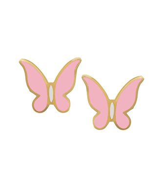 Girls Butterfly Stud Earrings in 14K