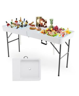 5 FT Folding Ice Cooler Table with Double Sinks for Camping Party Picnic Wedding