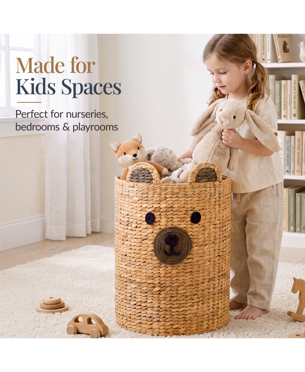 Best Choice Products Kids Large Bear Laundry Hamper, Handwoven Basket, Nursery and Kids Room Storage, 26 Gallon