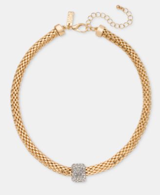 Glass Crystal Gold-Tone Statement Necklace