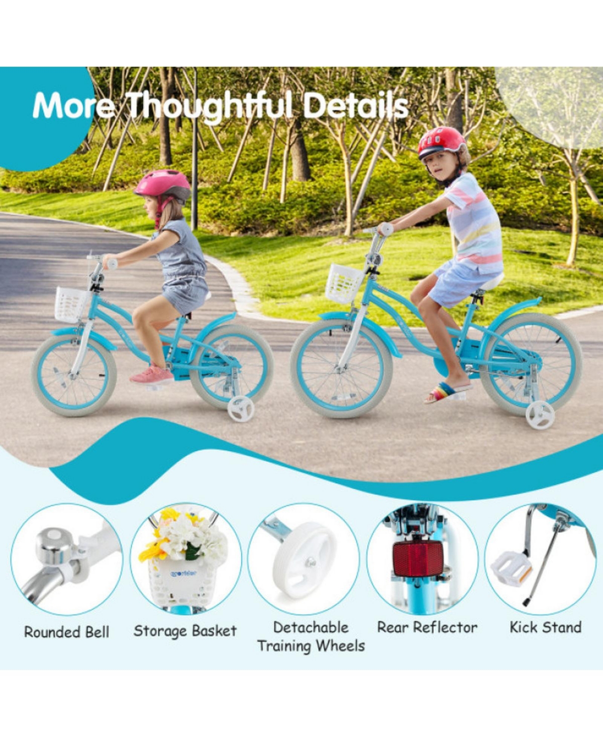 Sugift 18 Inch Kids Bike with Dual Brake System and Protective Gear Set, Holds Up to 99 lbs, Ages 4-8