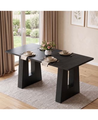 62.6" Dining Table for 4-6 People, Modern Mid-Century Kitchen & Dining Room Table with Wood Top, Sturdy Leg Base, Easy Assembly