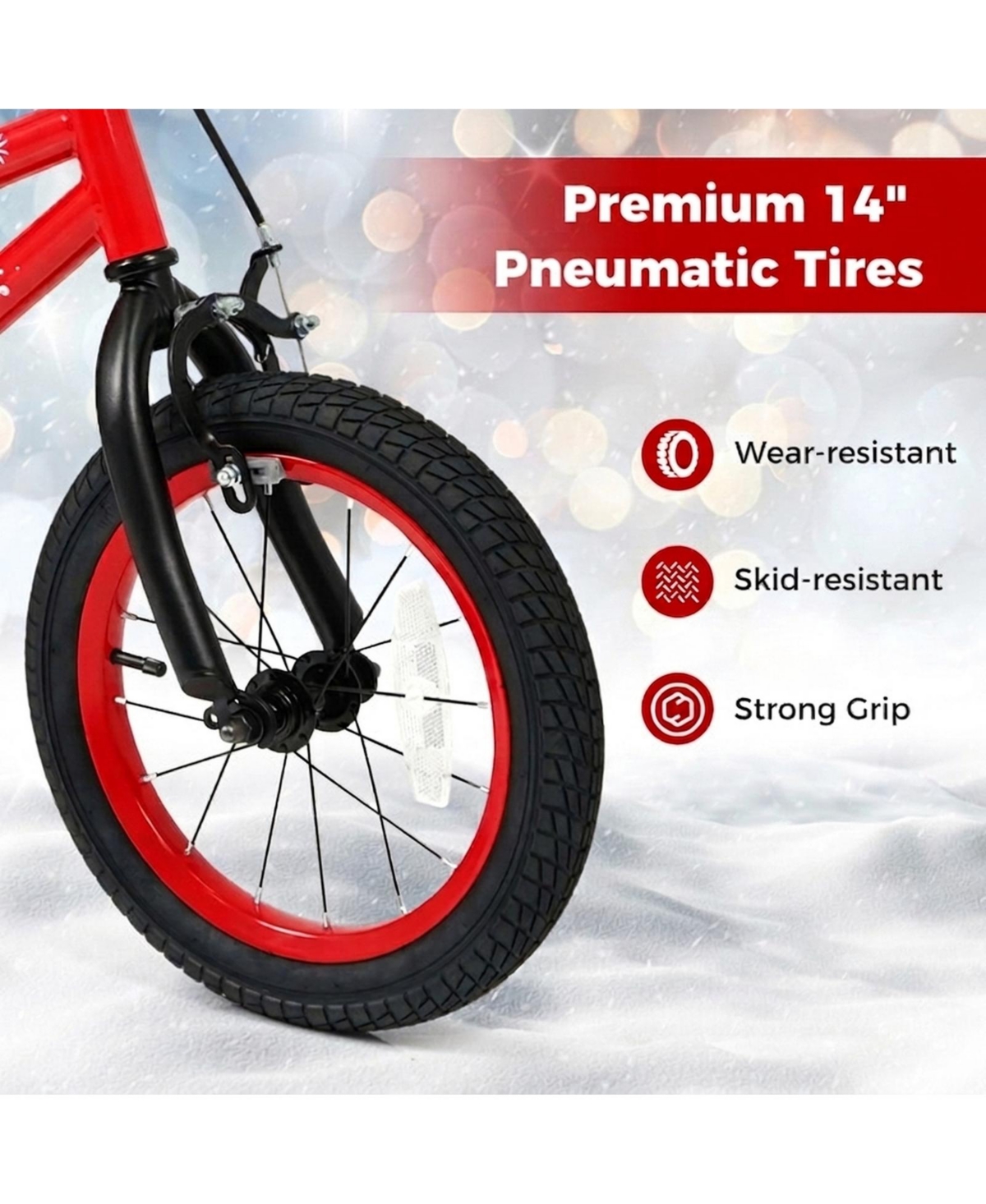 Hongge 14-Inch Kids Bike with Training Wheels Festive Music and Safety Flag Ages 3-5