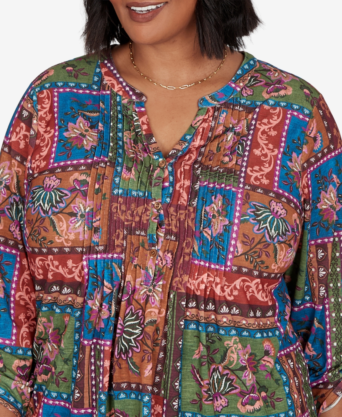 Ruby Rd. Plus Size Tapestry Floral 3/4-sleeve Blouse In Multi