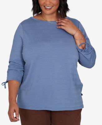 Plus Size Ottoman Boat Neck 3/4-Sleeve Top