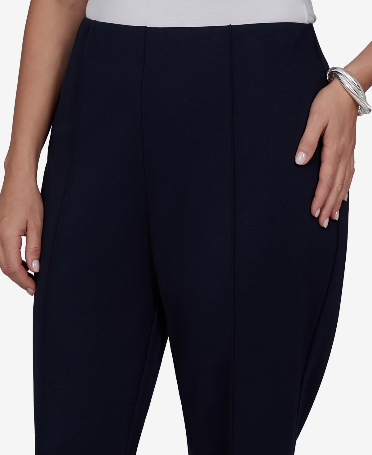 Ruby Rd. Plus Size Mid-rise Pull-on Ponte Pants In Blue