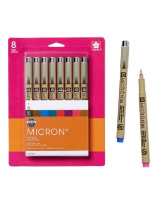 Pigma Micron Fineliner 05 Assorted Archival Color Pen Set for Drawing, Illustration & Journaling, Waterproof, Fade-Resistant, 8 Count