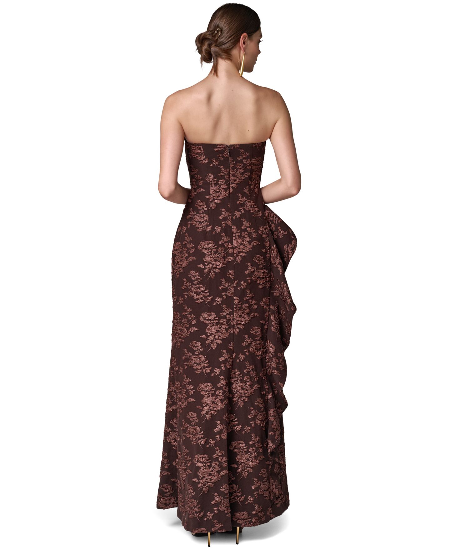 Женские платья Donna Karan New York Strapless Floral-Jacquard Gown, цвет: Canyon — фото 5