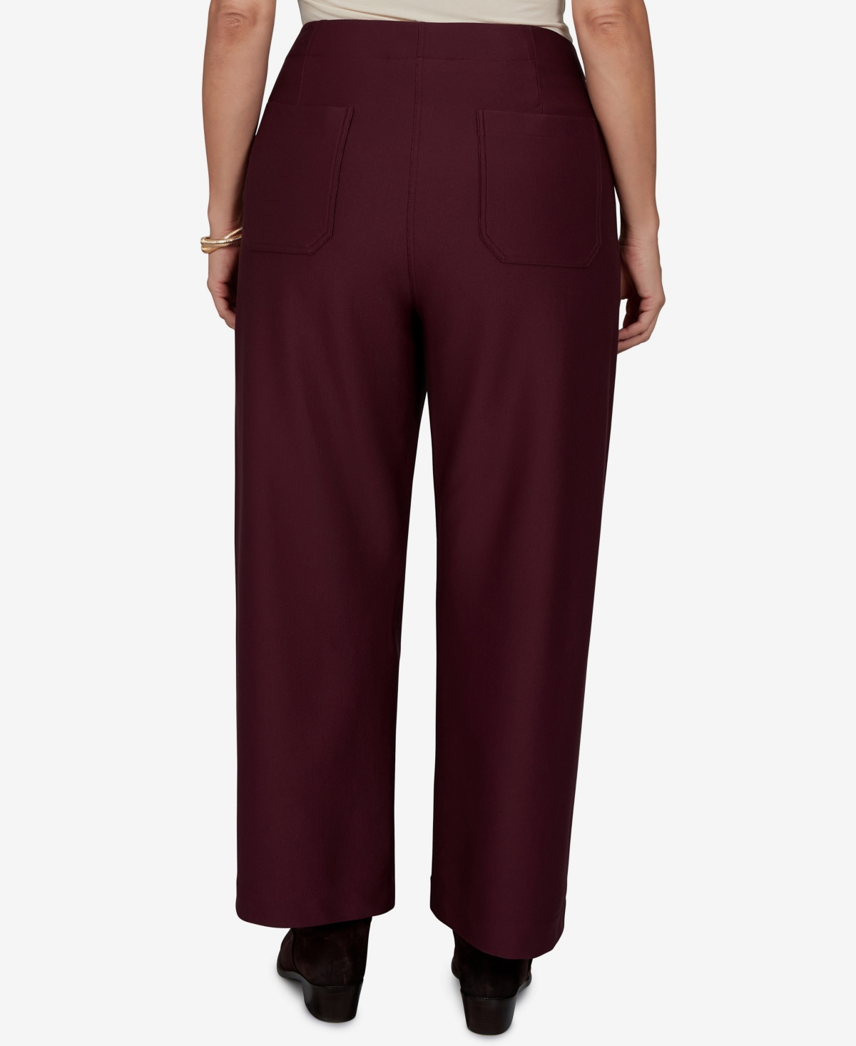Ruby Rd. Plus Size Solid Pique Wide-leg Pull-on Pants In Burgundy