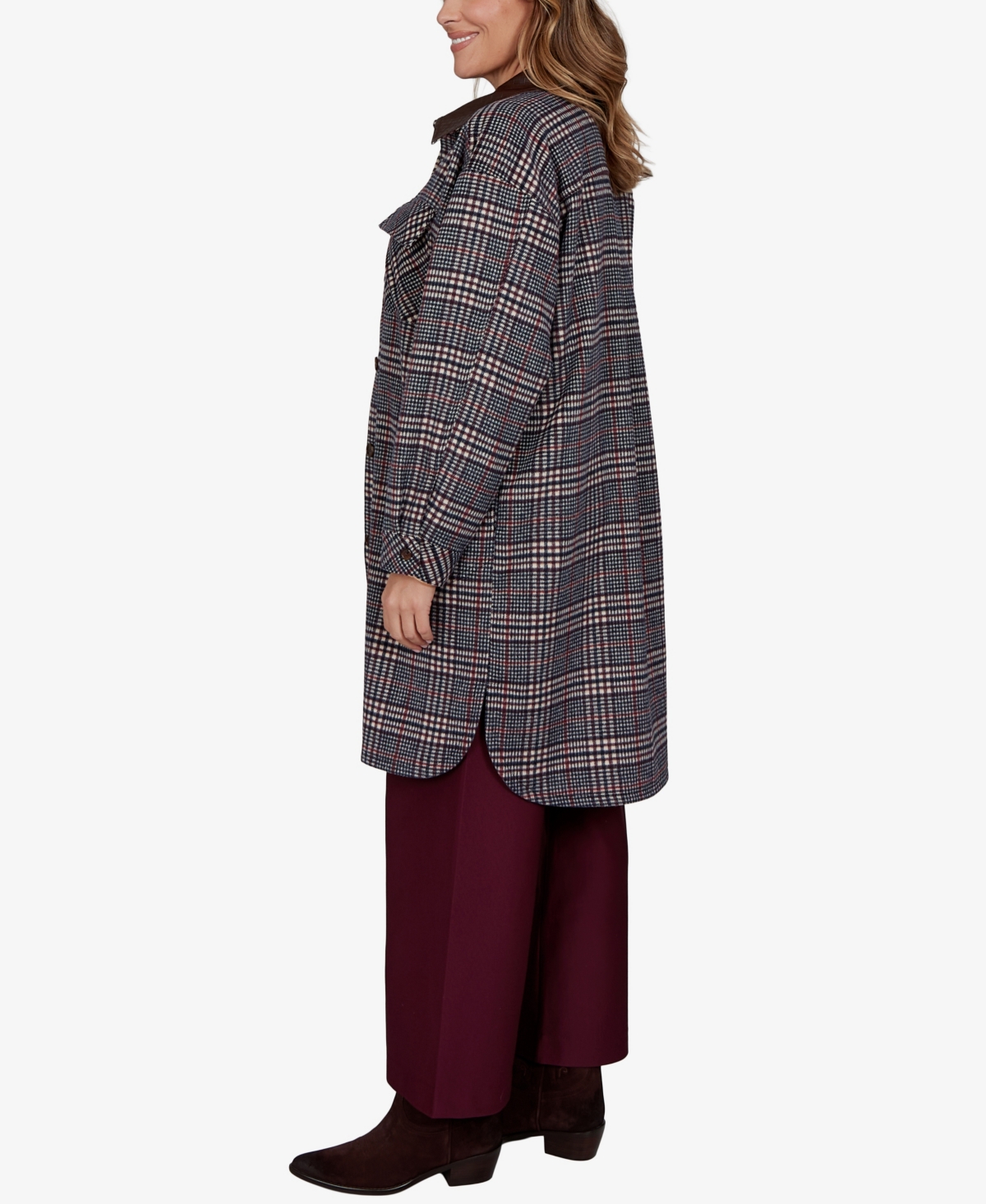 Ruby Rd. Plus Size Plaid Shirt Jacket In Gray