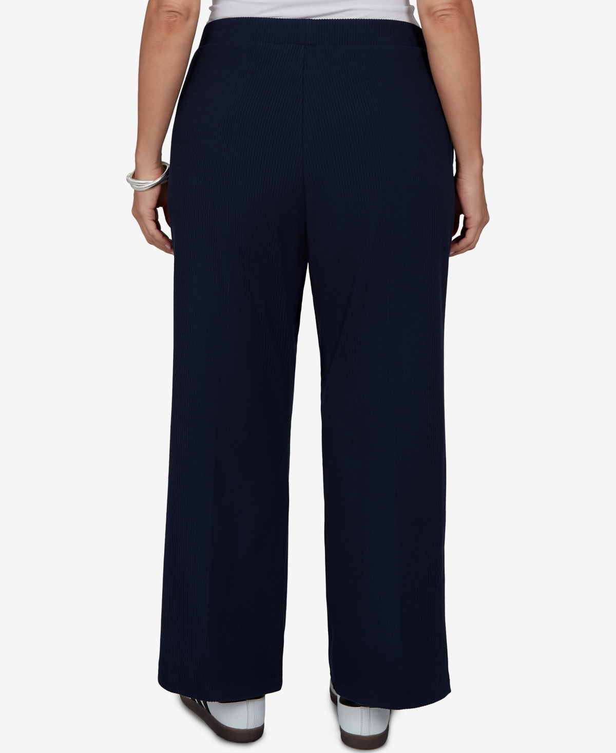 Ruby Rd. Plus Size Wide-leg Pull-on Ribbed Pants In Blue