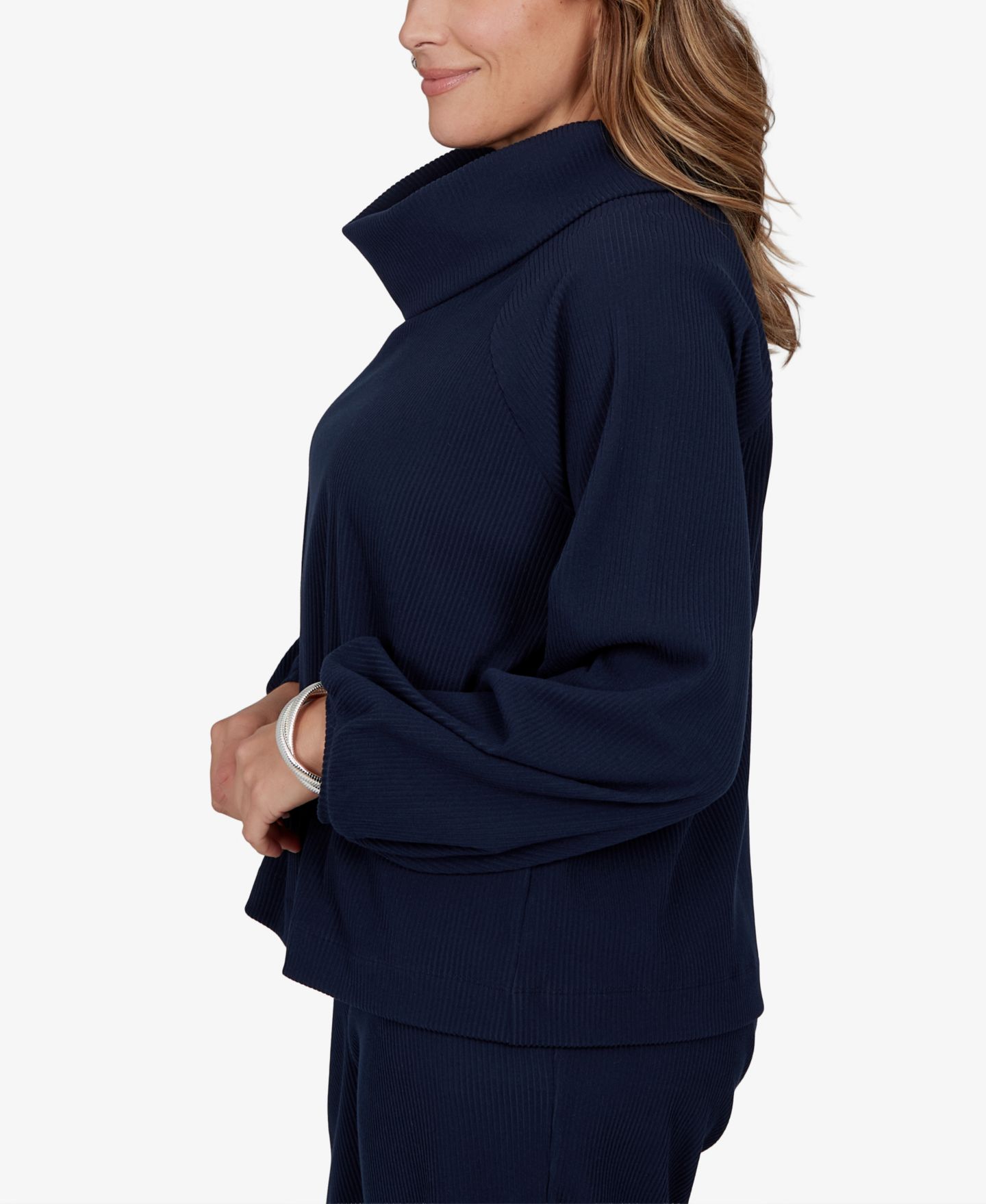 Женский топ Ruby Rd. Plus Size Ribbed Cowl Neck, цвет: Тёмно-синий — фото 4
