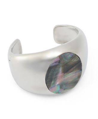 Black Lip Imitation Pearl Bangle Bracelet