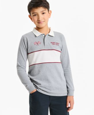 Boys' 4-20 Color Block Rugby Long-Sleeve Polo Pullover