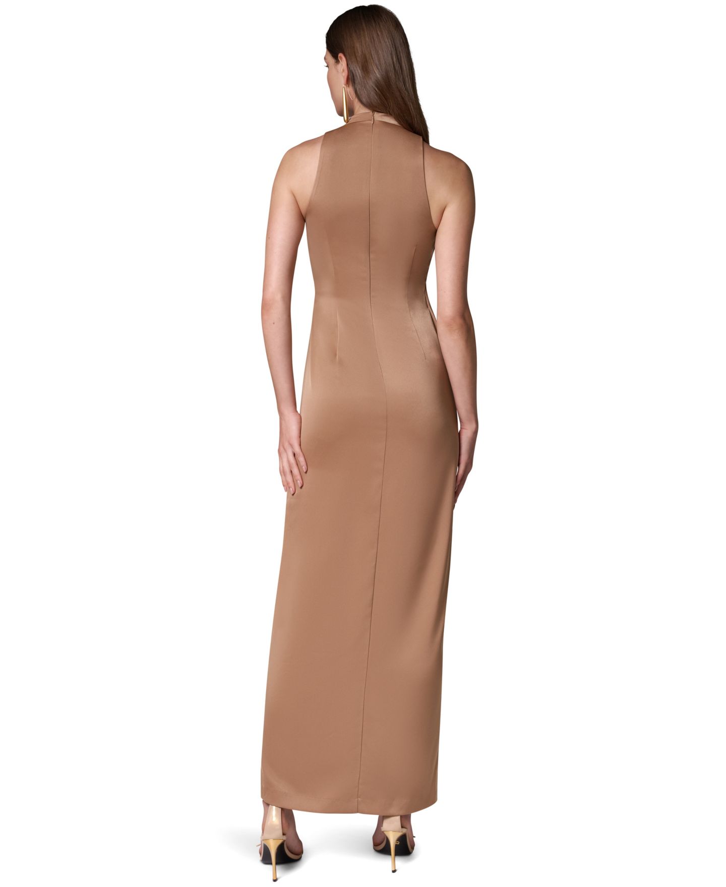 Женское платье Donna Karan New York Satin V-Neck Maxi, цвет: Верблюжий — фото 5