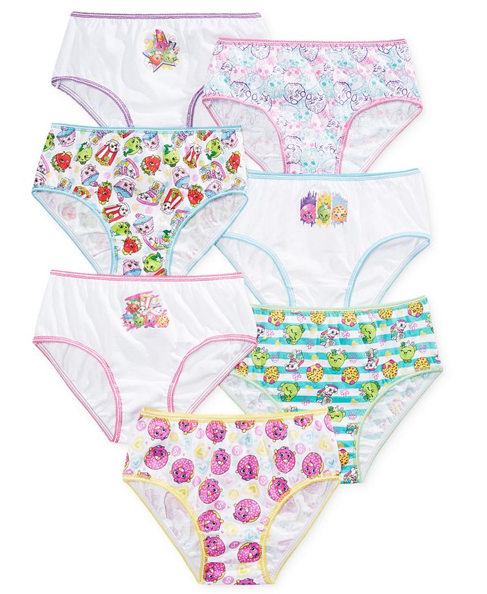 Intimo Big Girls' Shopkins 3 Pk Briefs-Cookie and Donut, White