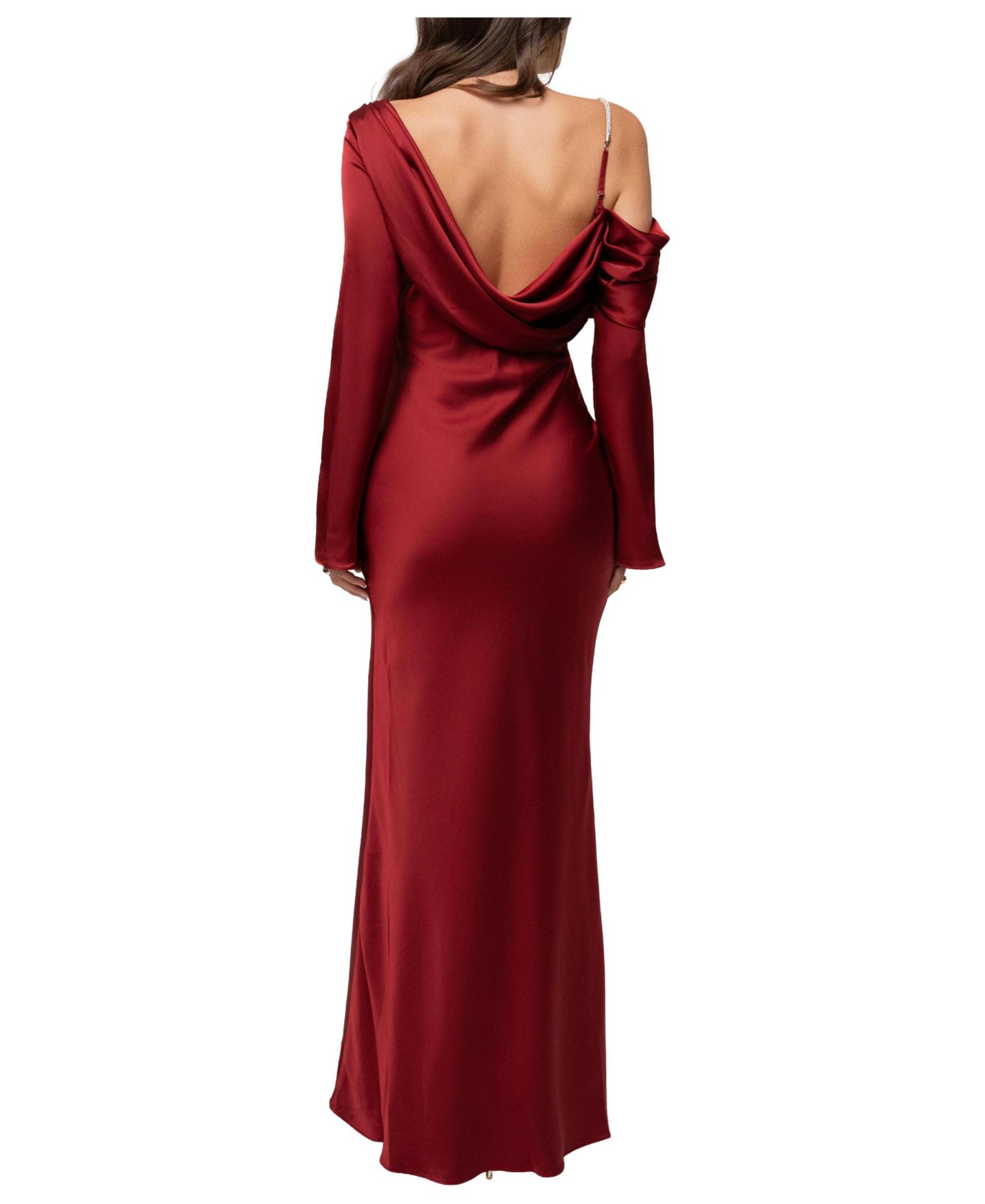 Женское платье JLUXLABEL One And Only One-Shoulder Mermaid-Hem Satin, цвет: Красный — фото 3