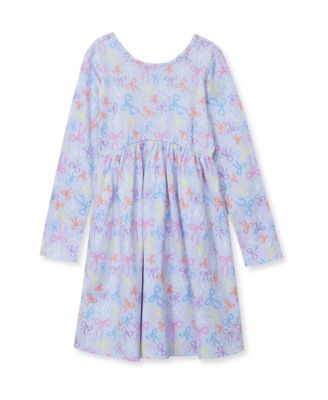 Girls Long Sleeve Gathered Waist Jersey Dress