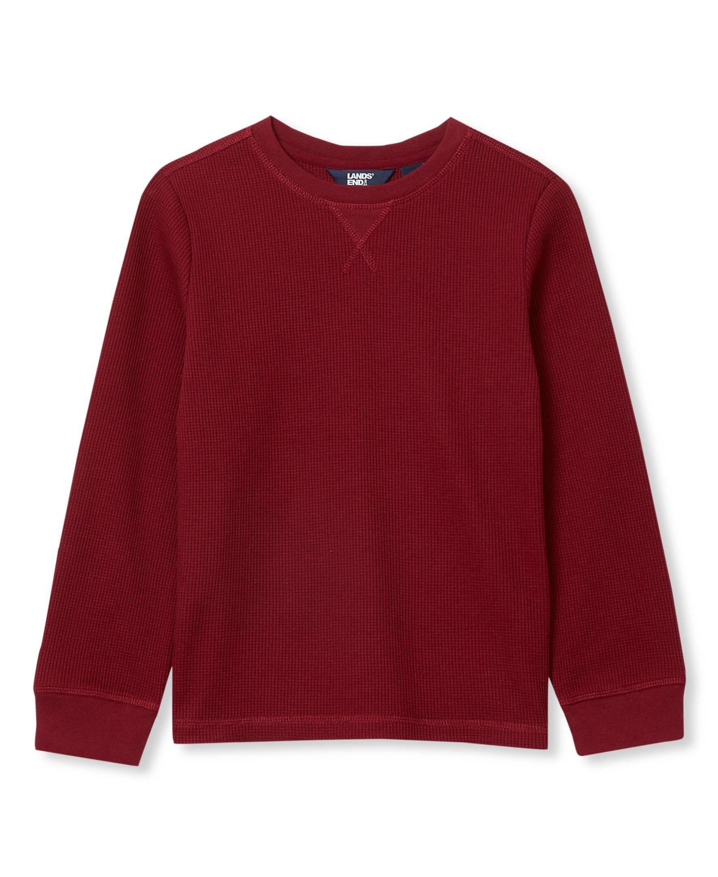 Рубашка Lands' End Long Sleeve Waffle Thermal для мальчиков, цвет: Каберне — фото 1