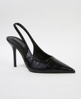 Carmine Croco-Embossed Slingback Stiletto Pumps