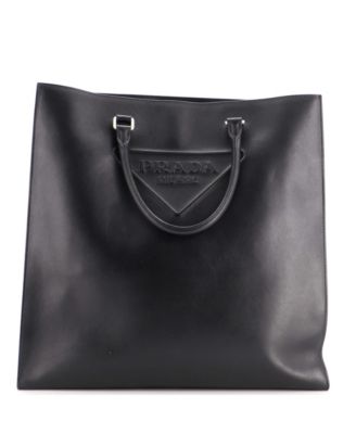 Large Triangle Logo Convertible Open Tote Leather