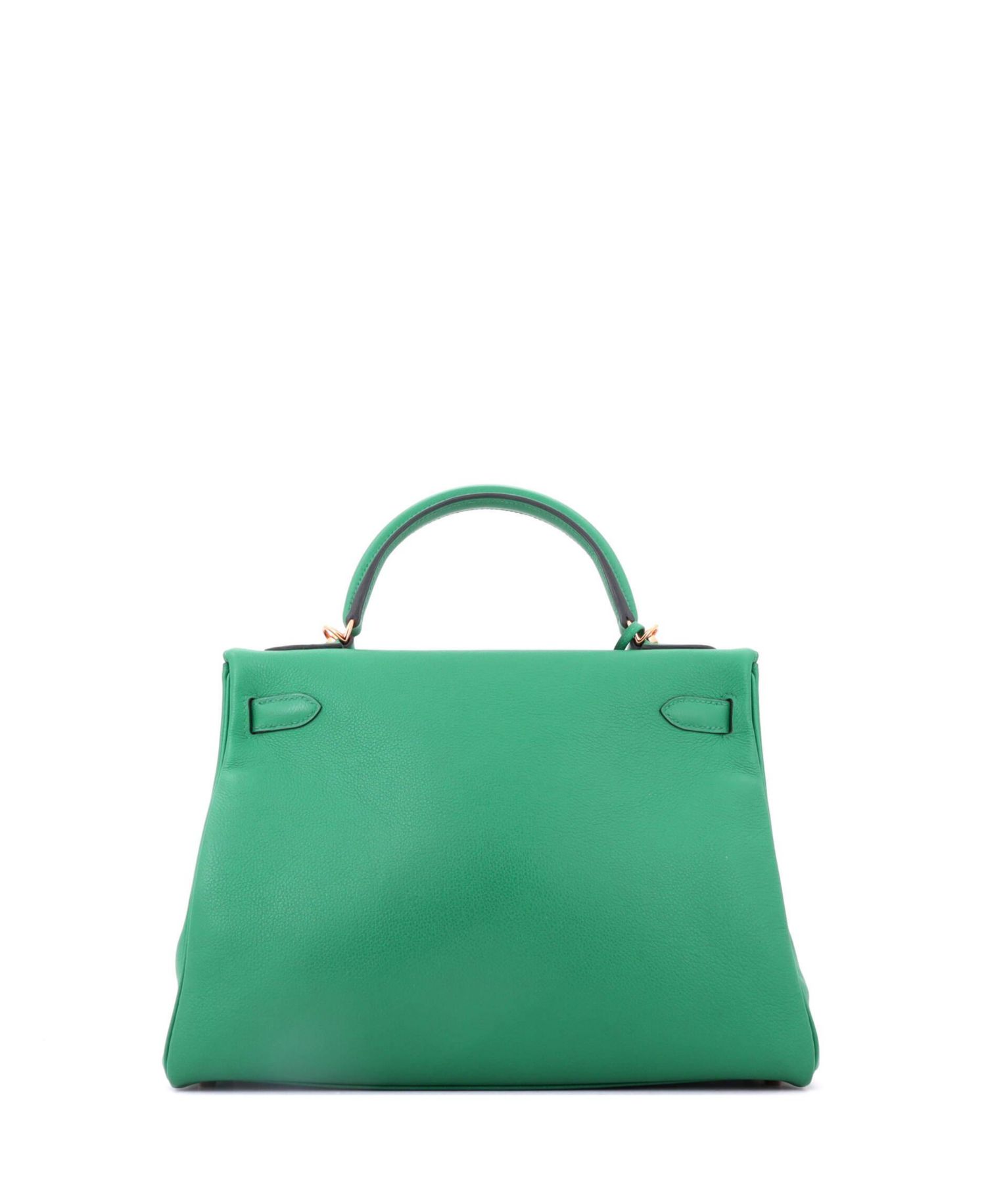 Pre-Owned Hermes Kelly 32 Handbag Green Evercolor with Gold Hardware