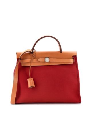 Pre-Owned Hermes 31 Herbag Zip Leather and Toile