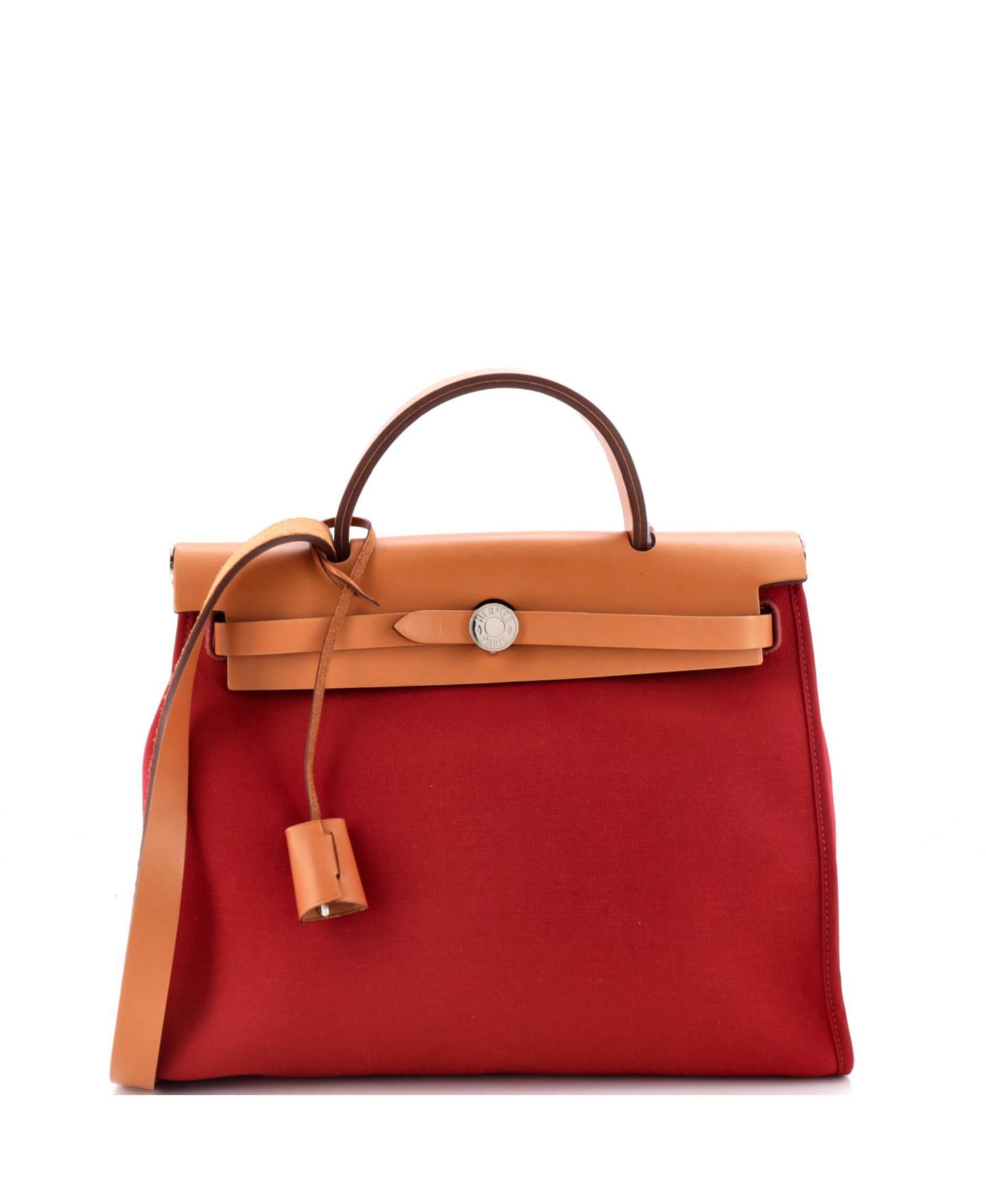 Pre-Owned Hermes 31 Herbag Zip Leather and Toile