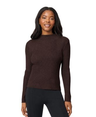 Women's Mock-Neck Long-Sleeve Rib-Knit Sweater