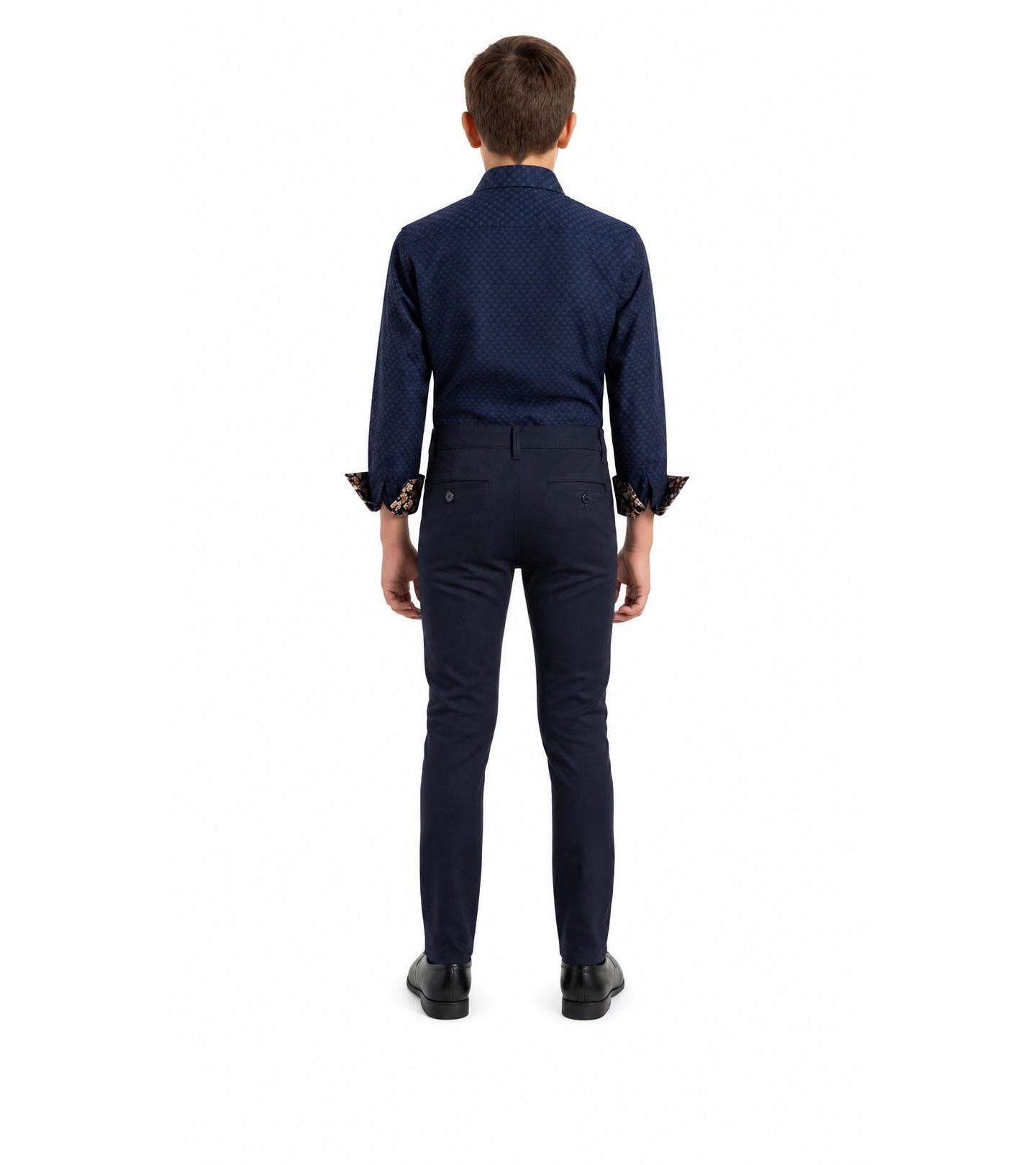 Рубашка Elie Balleh Navy Slim Fit Jacquard Dot Shirt для мальчиков, цвет: Тёмно-синий — фото 3
