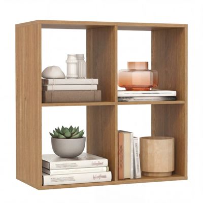 4-Cube Bookshelf with Back Guardrail and Open Top