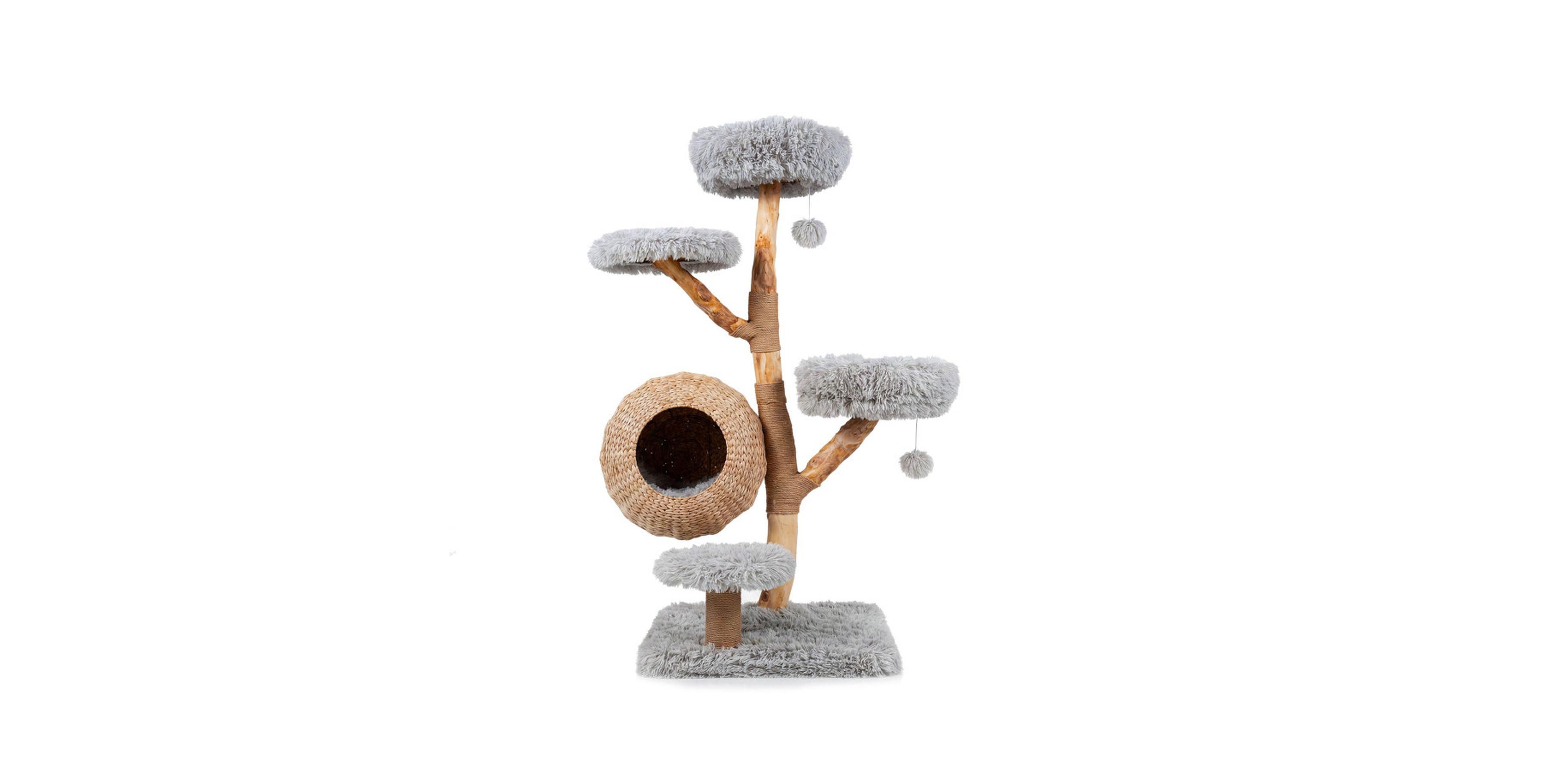 Sugift 5-Tier Wooden Cat Tree with Hand Woven Condo Plush Perches and Jute Posts