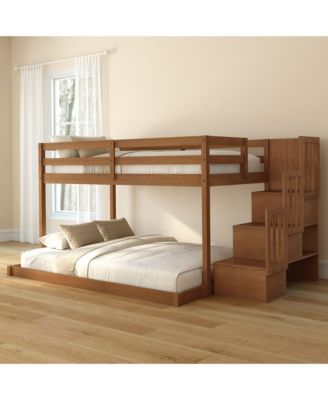  Bear Plywood Twin/Full Low Bunk with Staircase